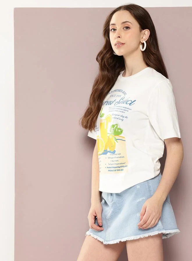 ديلينجر تيشيرت واسع بياقة دائرية